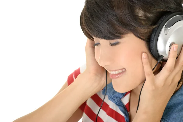 Happy girl listen music — Stock Photo, Image