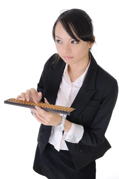 Çinli iş kız kullanım abacus — Stok fotoğraf