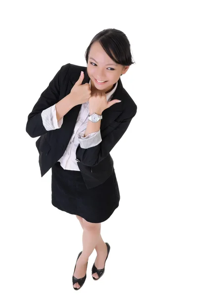Mulher de negócios com alegria e expressão sorridente — Fotografia de Stock