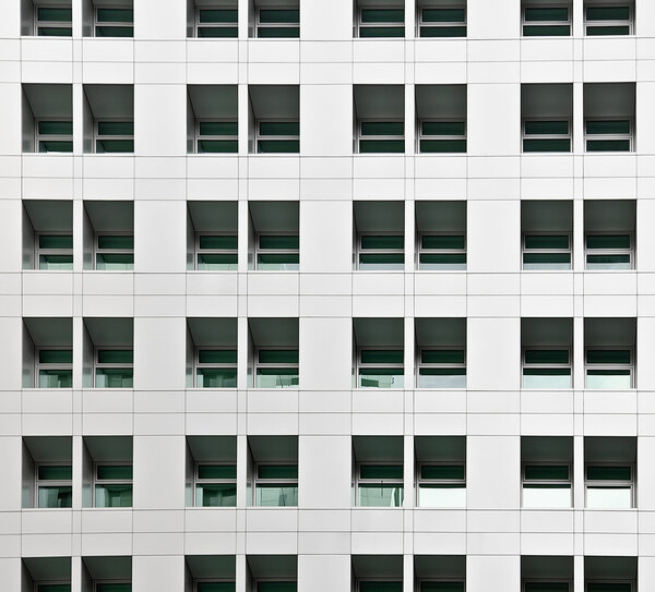 Office building exterior with windows, architecture scenery in day.