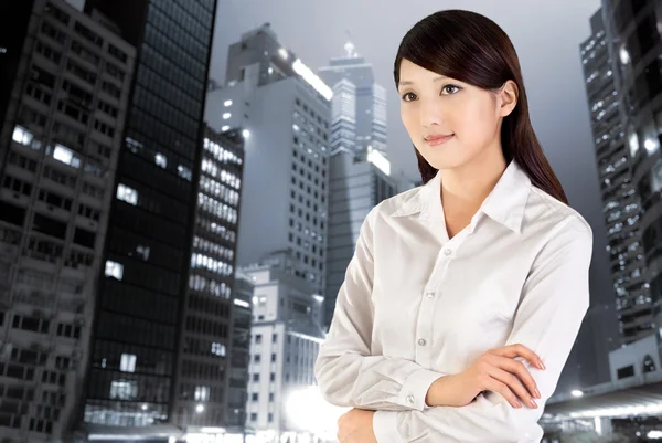 Business woman in night — Stock Photo, Image