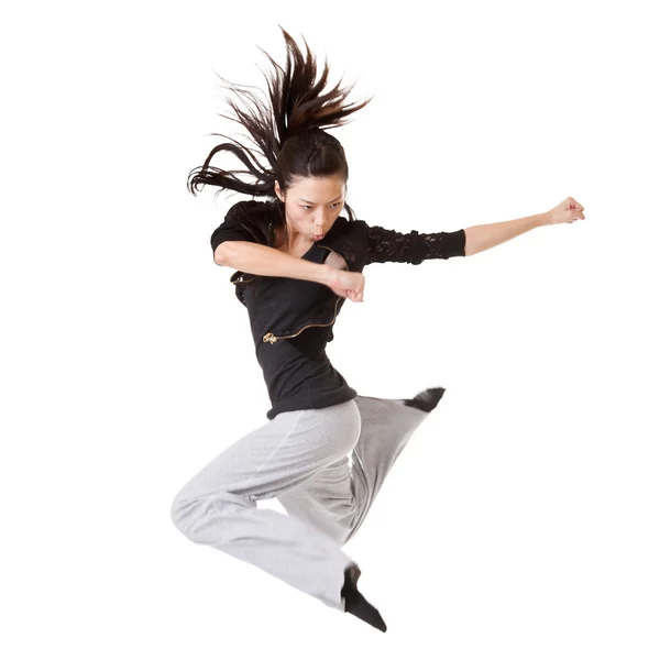 Moderna mulher legal pulando — Fotografia de Stock