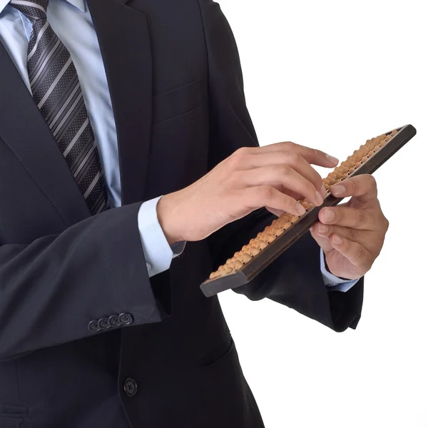 Üzleti ember használ abacus — Stock Fotó