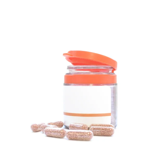 Suplemento nutricional close-up isolados em branco — Fotografia de Stock