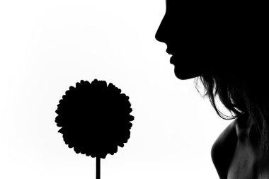 The girl with the big flower clipart