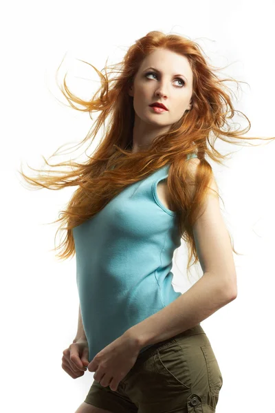 若い性的女赤い髪と — ストック写真