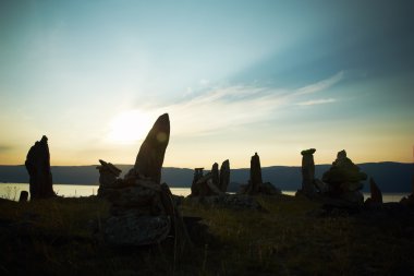 karşı bir düşüş Deniz Baykal taş peyzaj