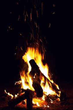 Bonfire burning at the night clipart