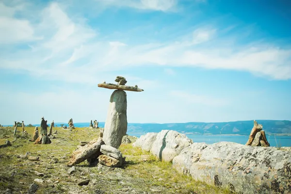 stock image Landscape from stones lake Baikal