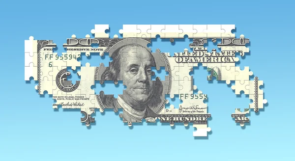 100 dollar puzzle — Stock Photo, Image