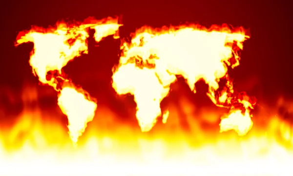 Earth map fire — Stock Photo, Image