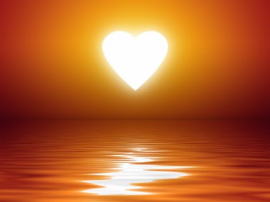 Sunset heart shape clipart