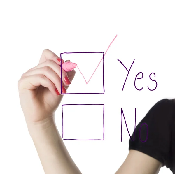 Filling in the yes-box — Stock Photo, Image
