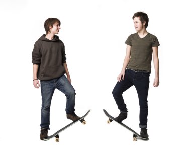 Boys with skateboards clipart