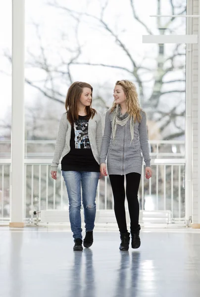 Due ragazze a piedi — Foto Stock
