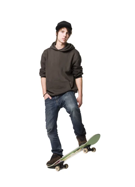 Homem com um skate — Fotografia de Stock