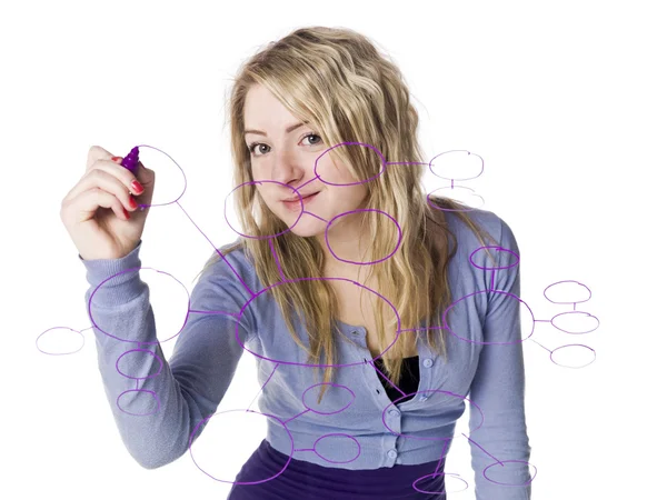 Girl making a mindmap — Stock Photo, Image