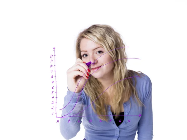 Girl making a diagram — Stock Photo, Image