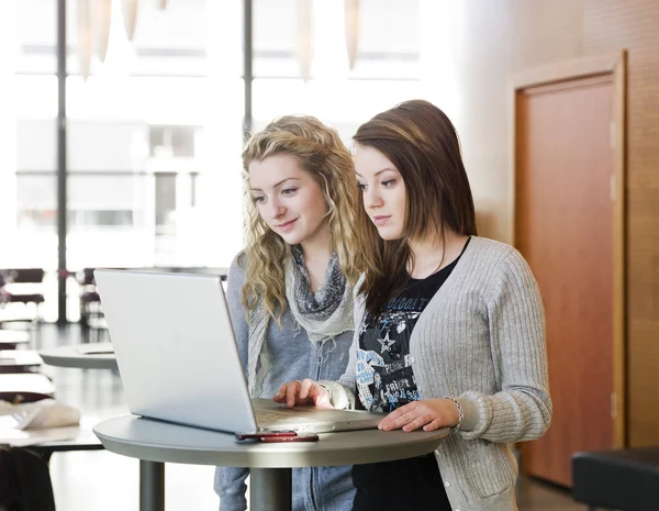 Two girls with computer — Stock Photo, Image