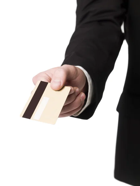 Mão segurando um cartão de crédito — Fotografia de Stock