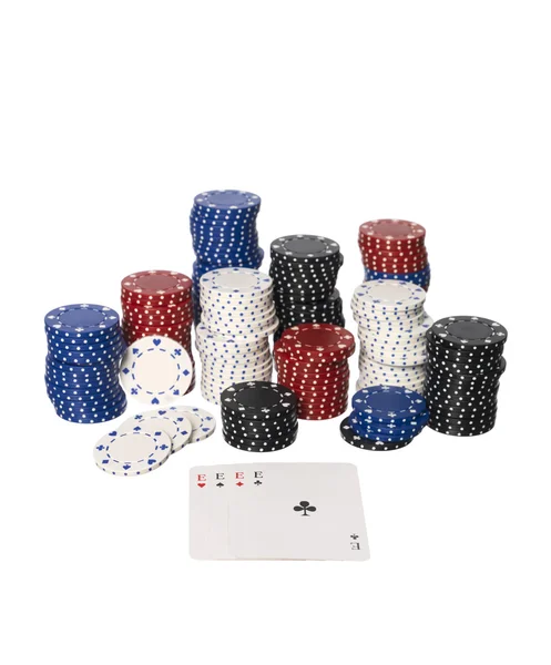 Chips and four of aces — Stock Photo, Image
