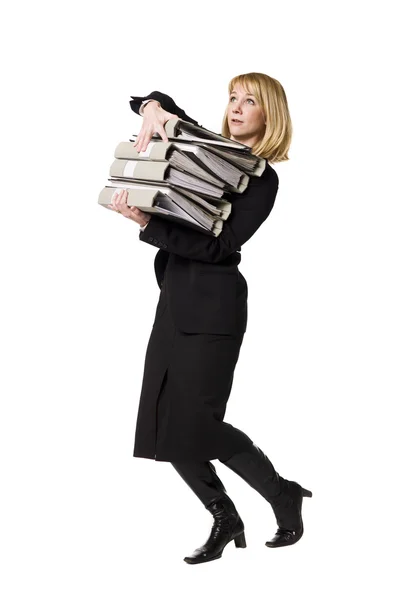 Woman overloaded with work — Stock Photo, Image