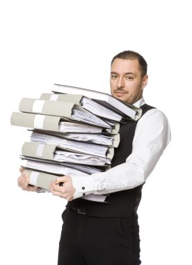 Man with binders clipart