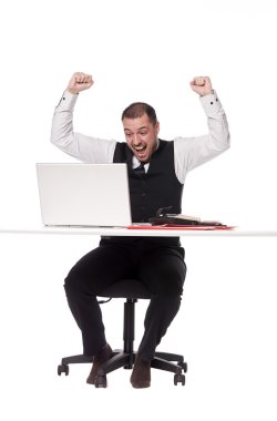 Happy man at the office clipart