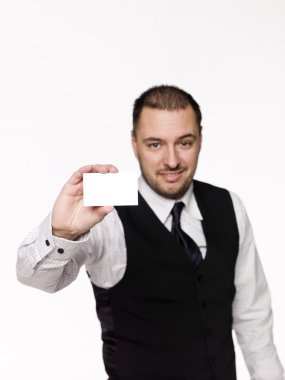 Man showing a sign clipart