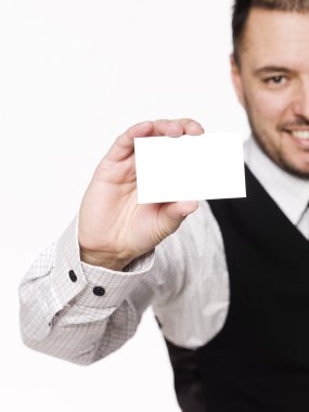 Man showing a sign clipart