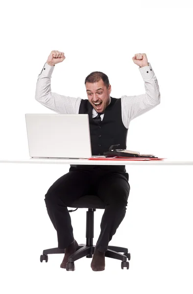 Homem feliz no escritório — Fotografia de Stock