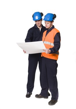 Men in workingclothes clipart