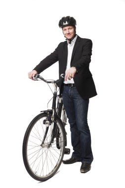 Man with bike clipart