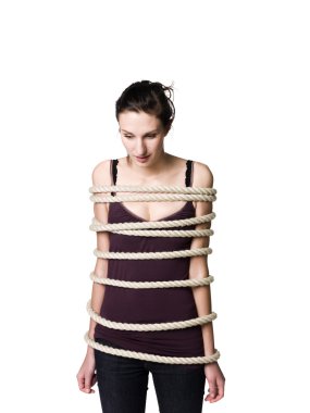 Tied up woman clipart