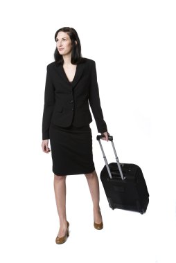 Woman with suitcase clipart