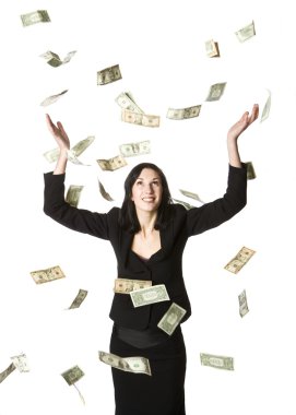 Woman in moneyrain clipart