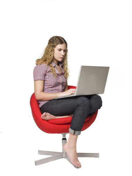 Meisje met computer — Stockfoto