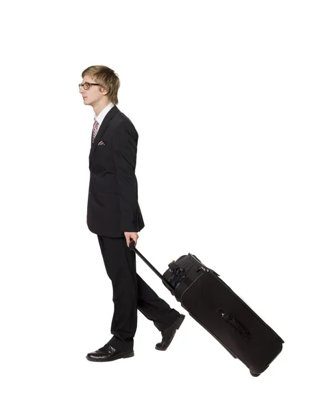 Człowiek z walizką — Zdjęcie stockowe