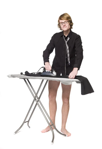 Man ironing his pants — Stock Photo, Image