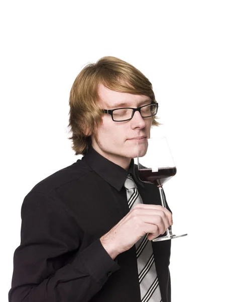 Hombre oliendo vino —  Fotos de Stock