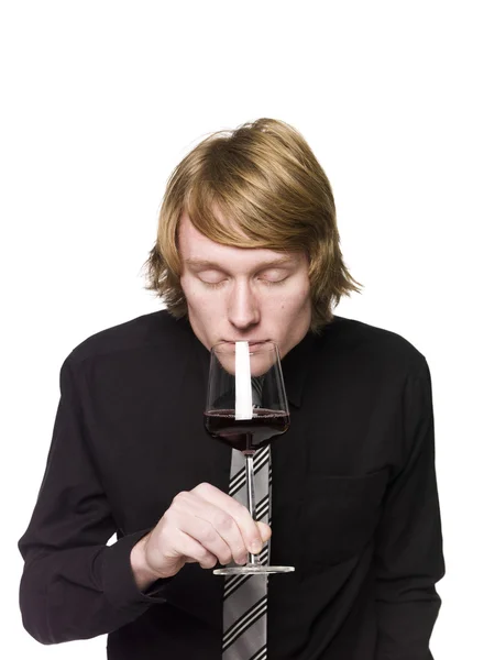 Muž vonící vínem — Stock fotografie