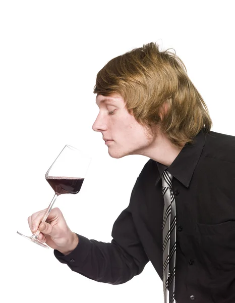 Άνθρωπος μυρίζοντας κρασί — Φωτογραφία Αρχείου