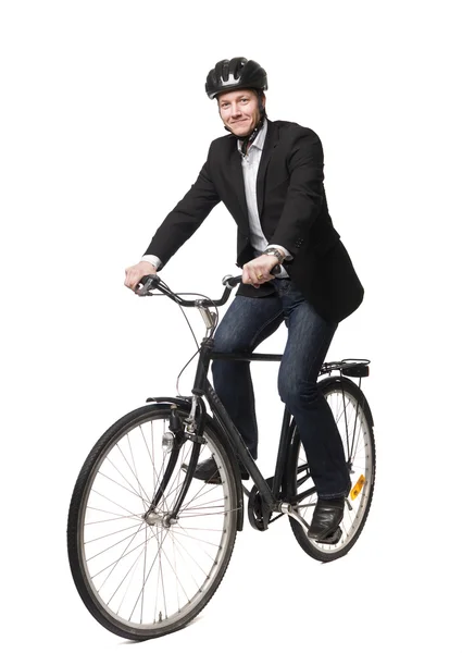 Adam bisikleti ile — Stok fotoğraf