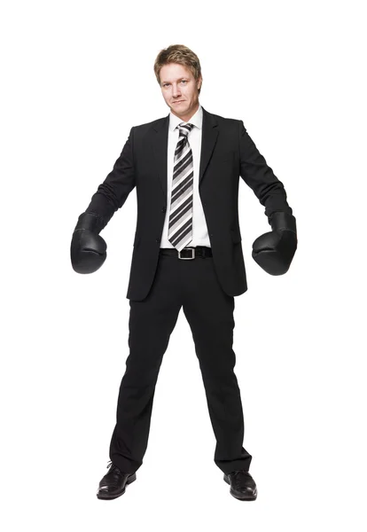 Buisnessman in boxinggloves — Stock Photo, Image