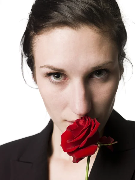 バラを持つ女性 — ストック写真