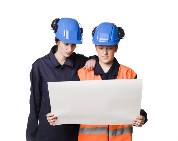 Dwa kobiece buildingconstructors — Zdjęcie stockowe
