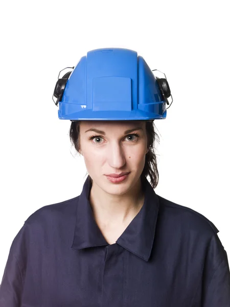 Trabalhadora da construção civil feminina — Fotografia de Stock