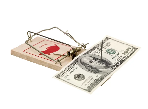 Mousetrap med dollar — Stockfoto