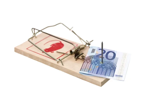 与欧元钞票捕鼠器 — 图库照片