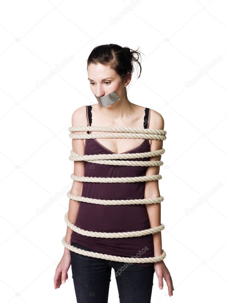 Tied up woman